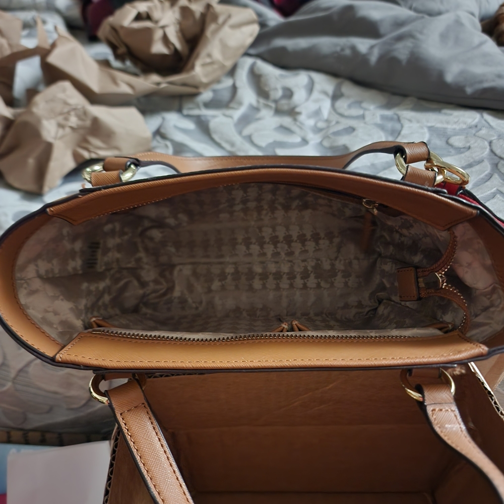 Karl Lagerfeld Brown and Tan Monogram Satchel - Picture 11 of 16